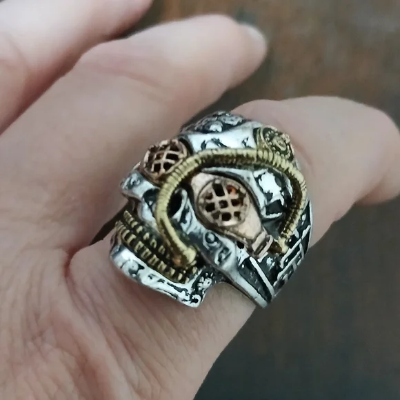 New Steampunk Stainless Steel & Brass Ring. - Picture 4 of 8